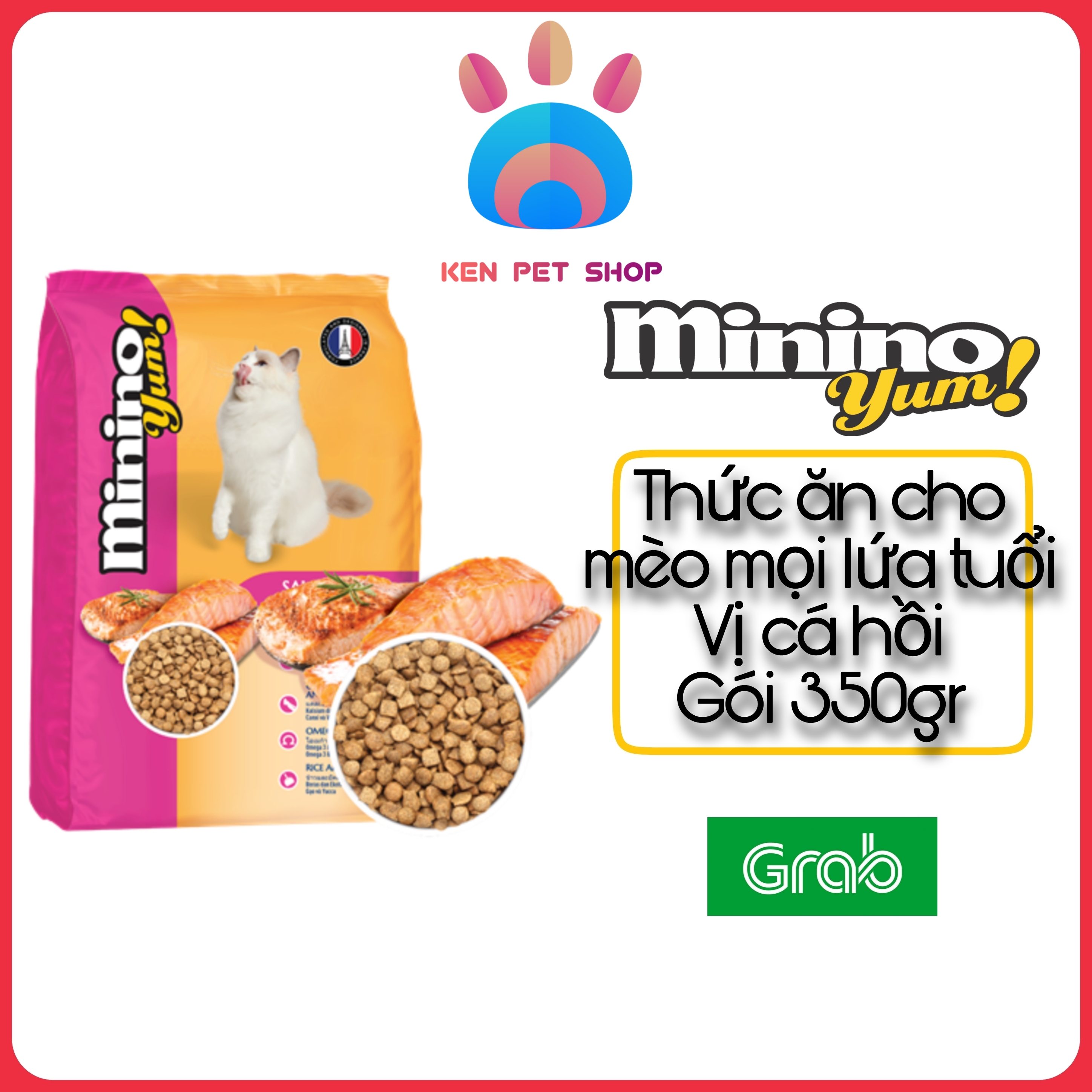 Thức ăn hạt cao cấp Minino Yum cho mèo mọi lứa tuổi - Vị cá hồi