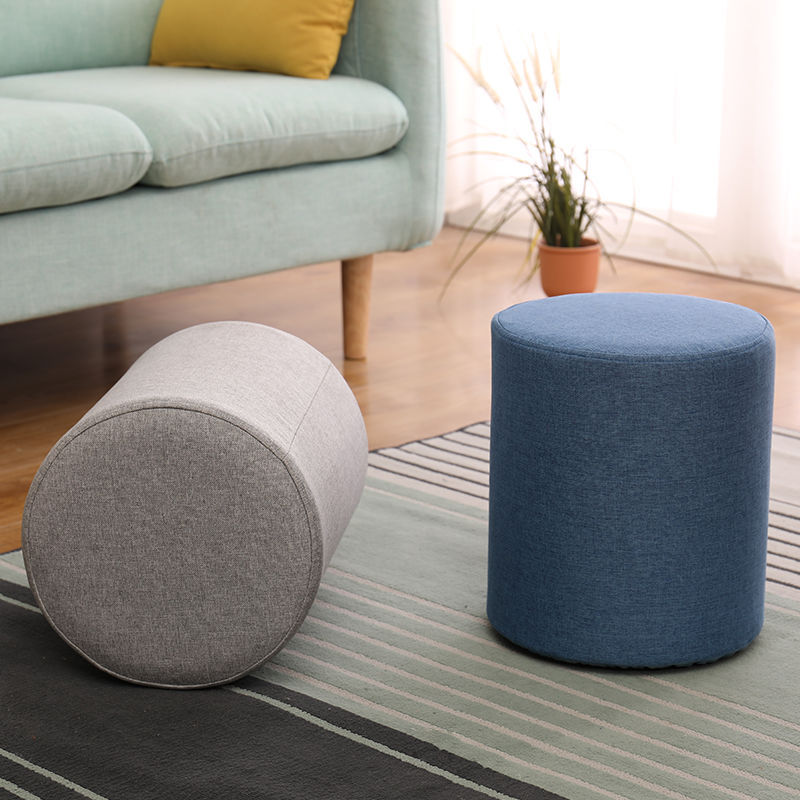 Ghế đôn sofa, Ghế đôn tròn chân nhựa gác chân văn phòng màu trơn