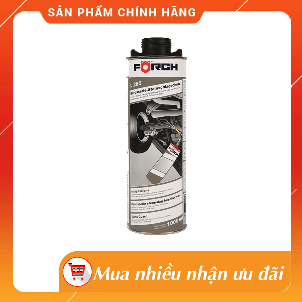 Sơn phủ gầm ô tô cao su non forch đức_6610 6000_6610 6010_1000 ml - màu đen và xám