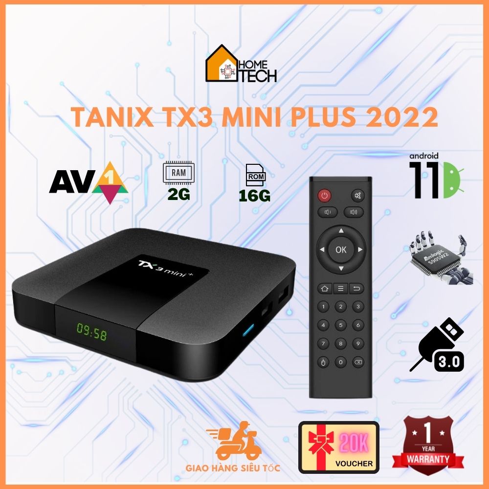 Android tivi box tx3 mini plus 2022 android atv 11 ram 2g, bộ nhớ trong 16g cpu amlogic s902w2, usb 3.0
