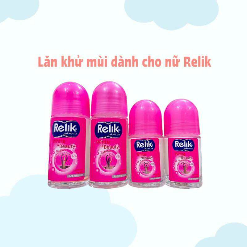 Lăn khử mùi Relik White & Beauty chai 50ml và 25ml