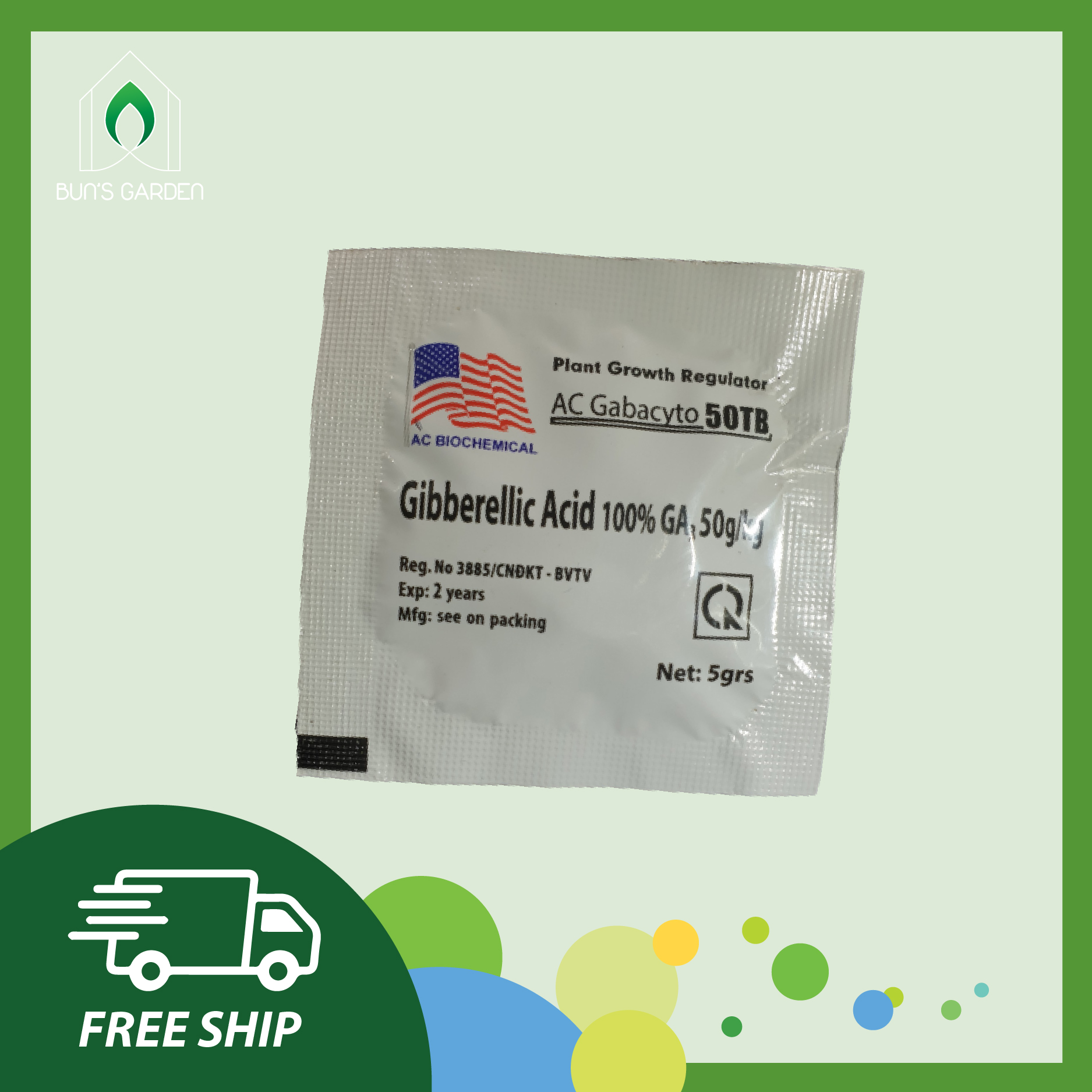 Phân bón lá cao cấp Gibber 50TB GA3 dạng viên sủi 5gram - phân bón cao cấp kích thích sinh trưởng cây trồng