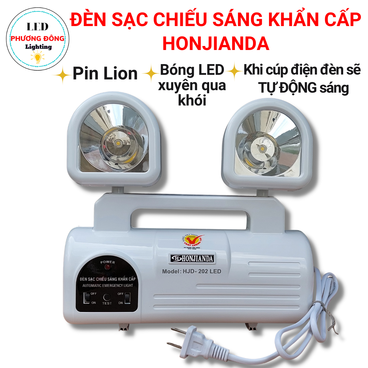 Đèn sạc LED chiếu sáng khẩn cấp Honjianda HJD-202 - Đèn mắt ếch ( Bảo Hành 24 Tháng )
