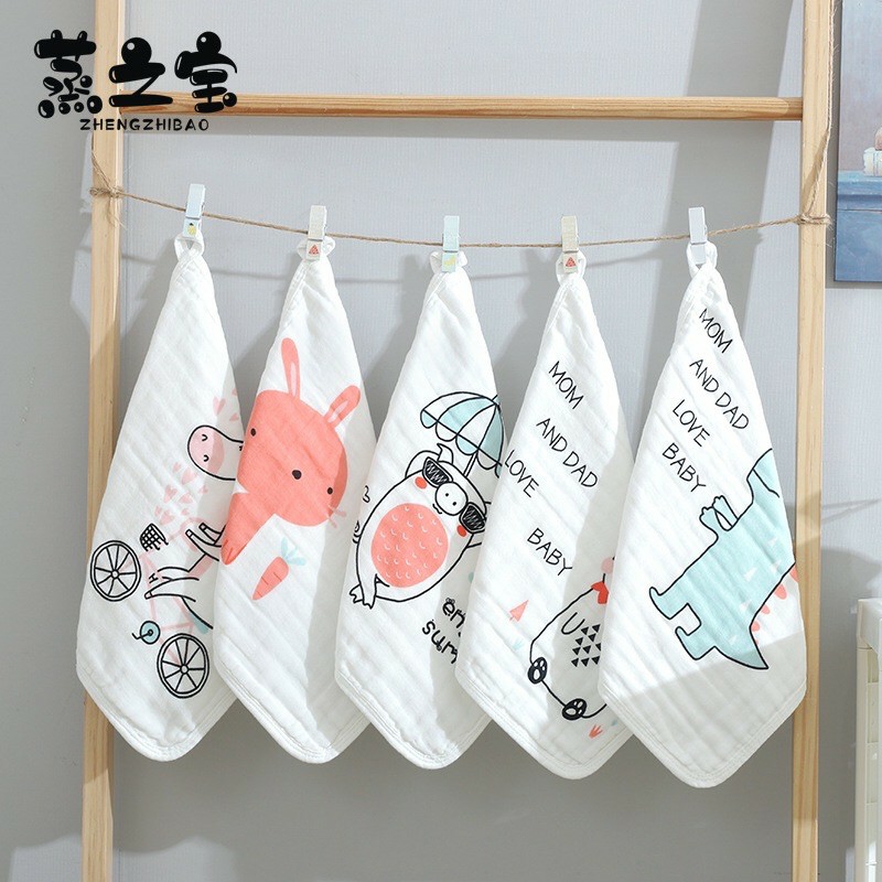 Khăn sữa 6 lớp cho bé -kt 30x30cm- 1 sét 5 khăn goodmama