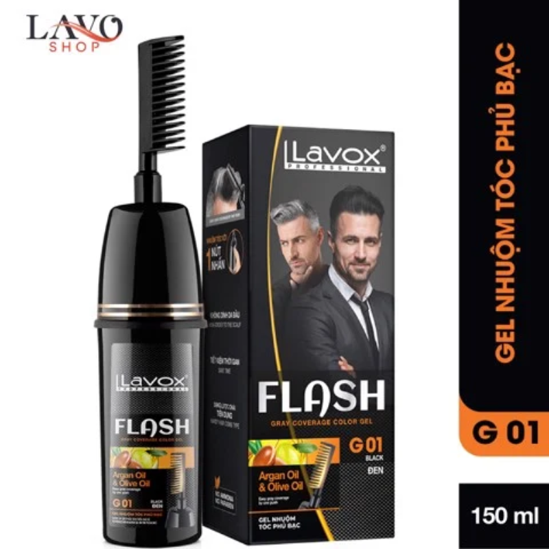 Gel nhuộm phủ bạc flash lavox 150ml có lược