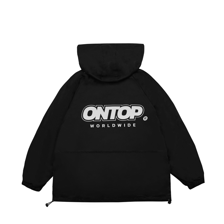 Áo khoác dù local brand ONTOP Worldwide màu đen, có mũ