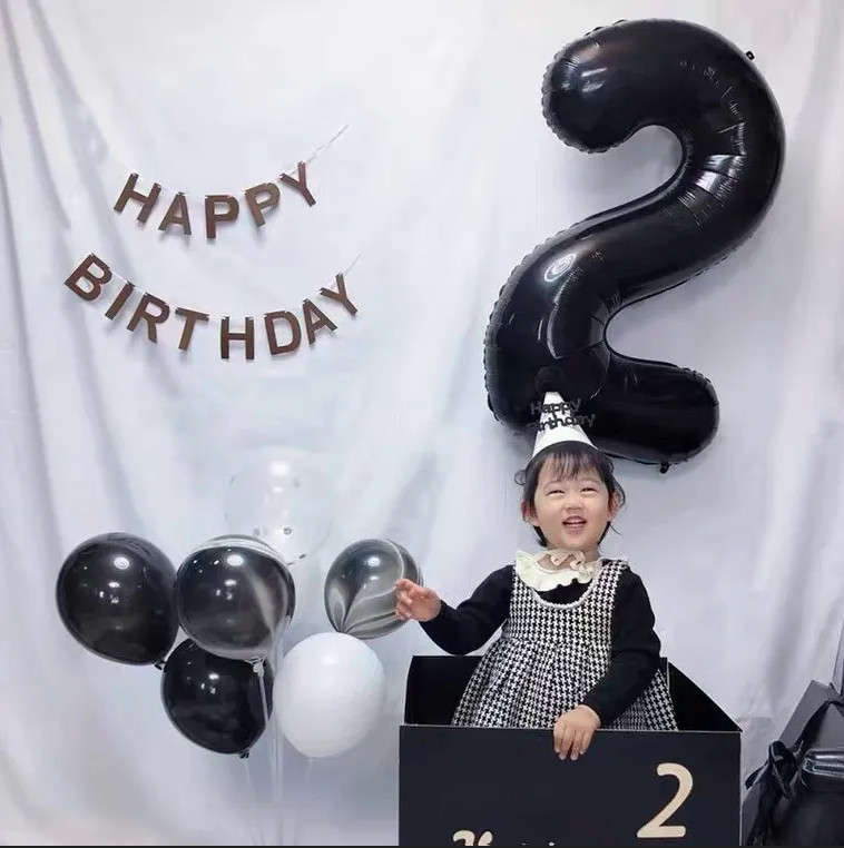 Bóng số tuổi trang trí sinh nhật màu đen size 70cm