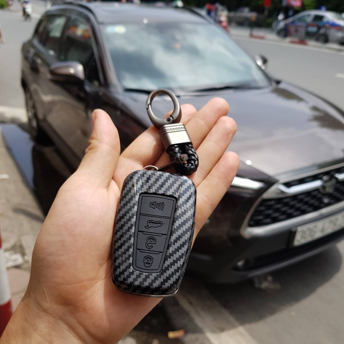 Toyota Corolla Cross, Bao chìa khóa, ốp chìa khóa vân Carbon cao cấp sang trọng tính năng tuyệt vời