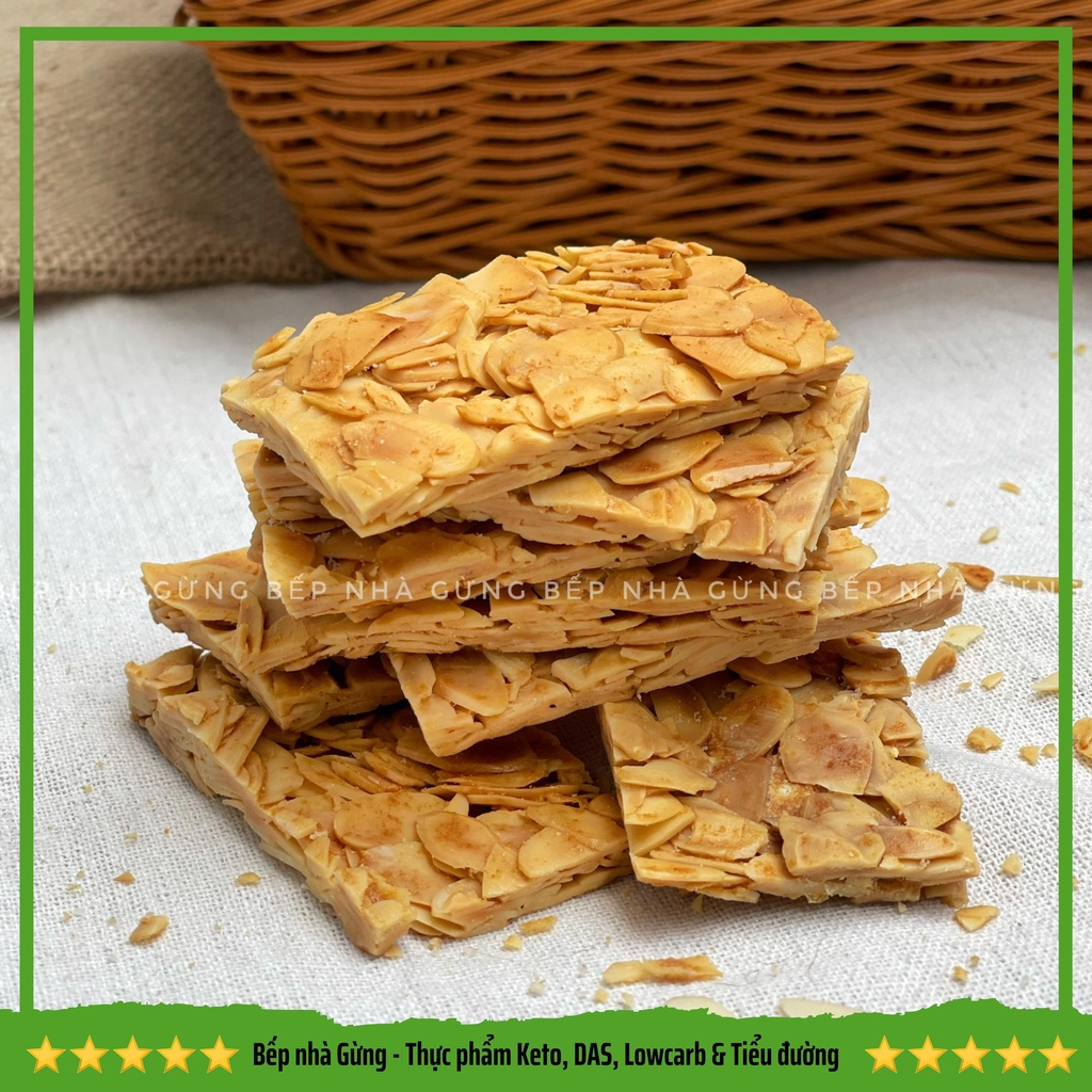 Bánh ngói hạnh nhân giòn rụm (250gr) - For Keto, DAS, Lowcarb, Eatclean & Tiểu đường