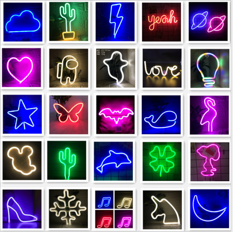 Đèn led neon trang trí nhiều mẫu tặng kèm móc treo