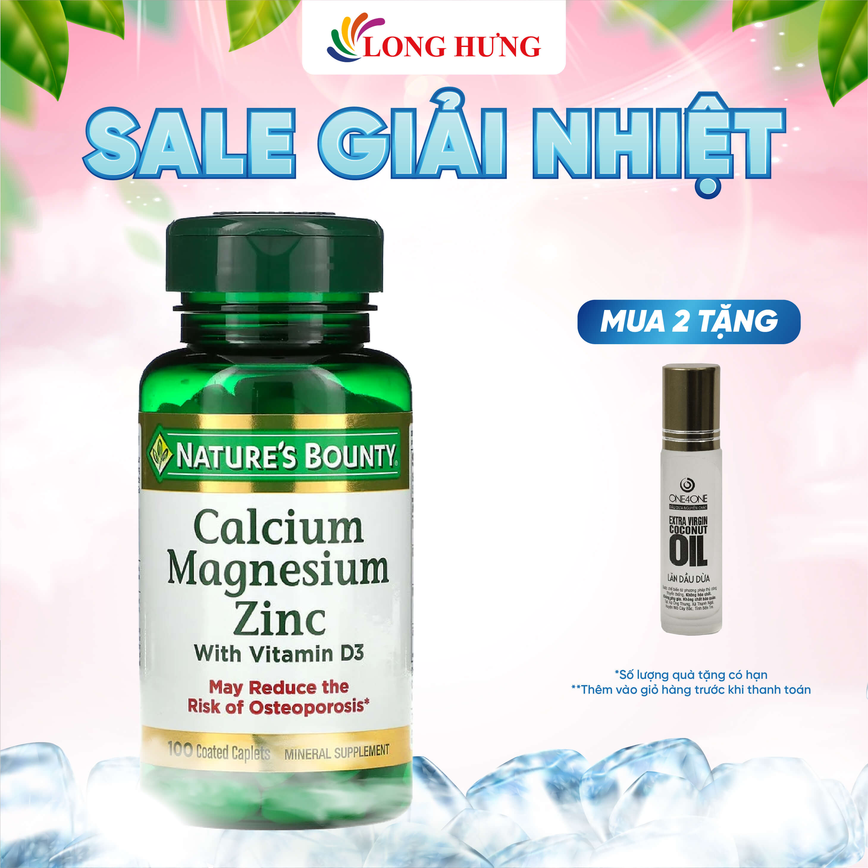 Viên uống Nature's Bounty Calcium Magnesium Zinc with Vitamin D3 hỗ trợ xương khớp (100 viên)