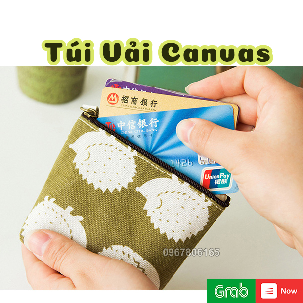 Túi vải canvas đựng đồ tiện lợi có khóa kéo