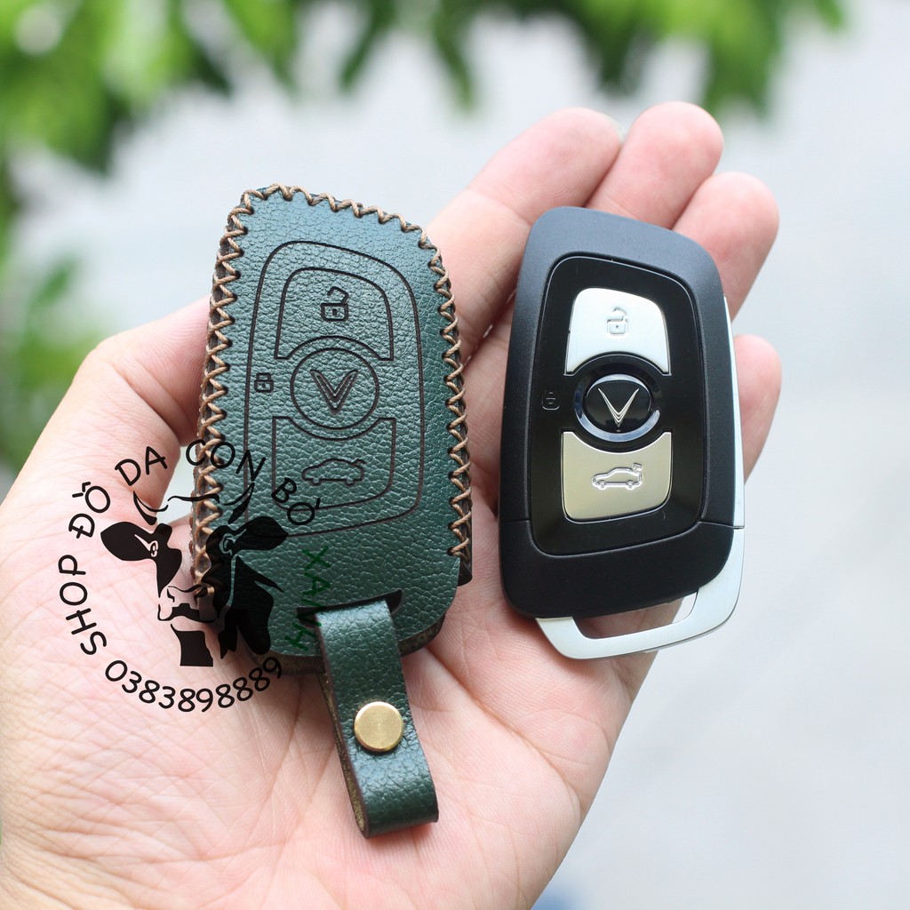 Bao da chìa khoá Vinfast Lux A2.0, SA2.0, Turbo handmade da thật 002