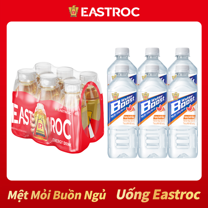 Combo 6 Chai Nước Tăng Lực Eastroc (250ml/chai) và 6 Chai Nước Uống Điện Giải Water Boost (555ml/chai)