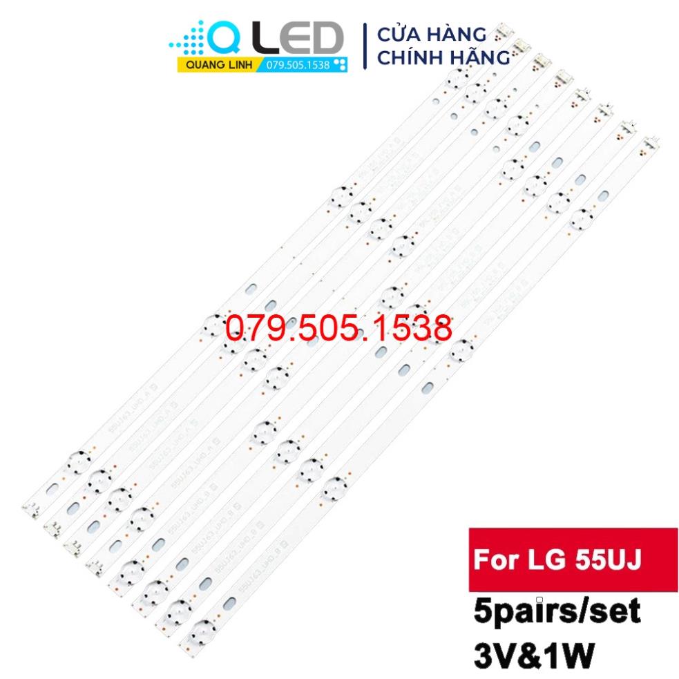 Thanh led tivi lg 55uj - lắp zin tivi lg 55uj632,55lj550 - 1 bộ 10 thanh led mới 100% nhà máy