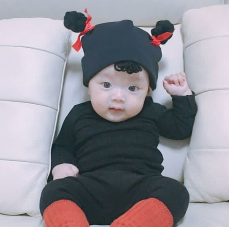 Mũ cotton tóc giả cho bé