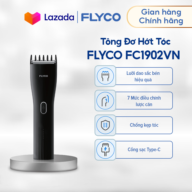 Tông Đơ Cắt Tóc FLYCO FC1902VN cho Người Lớn, Trẻ Nhỏ và Thú Cưng - Sạc Nhanh 1h - Lưỡi Cắt Chống Ồn - Bảo Hành Chính Hãng 24 Tháng