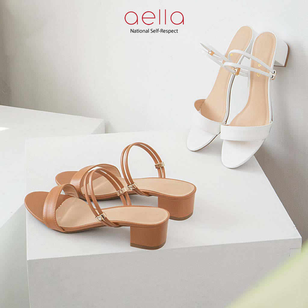 [HCM]Giày Cao Gót Nữ Gót Vuông 3cm Quai Đính Khuyên AELLA200 - Giày sandal cao gót nữ đầy duyên dáng