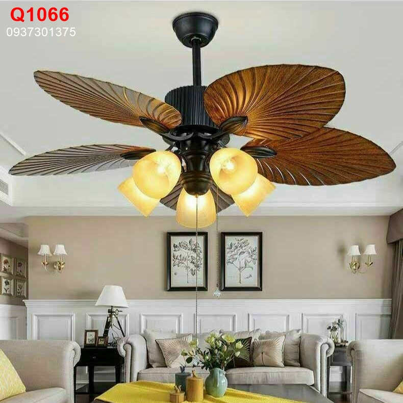 Quạt trần 5 cánh lá loại có đèn và không đèn,sải cánh 1320mm có điều khiển từ xa,động cơ DC 2 chiều