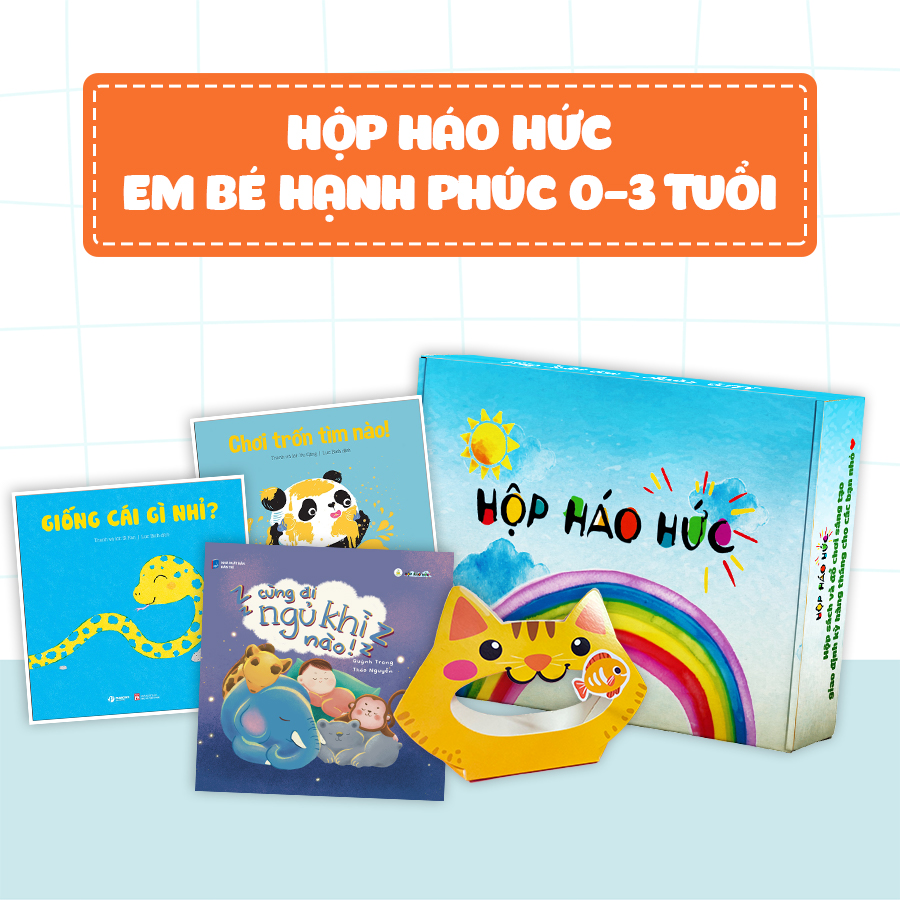 Hộp háo hức em bé hạnh phúc 0-3 tuổi: đồ chơi giờ ăn đến rồi và combo 3 sách ehon cho bé