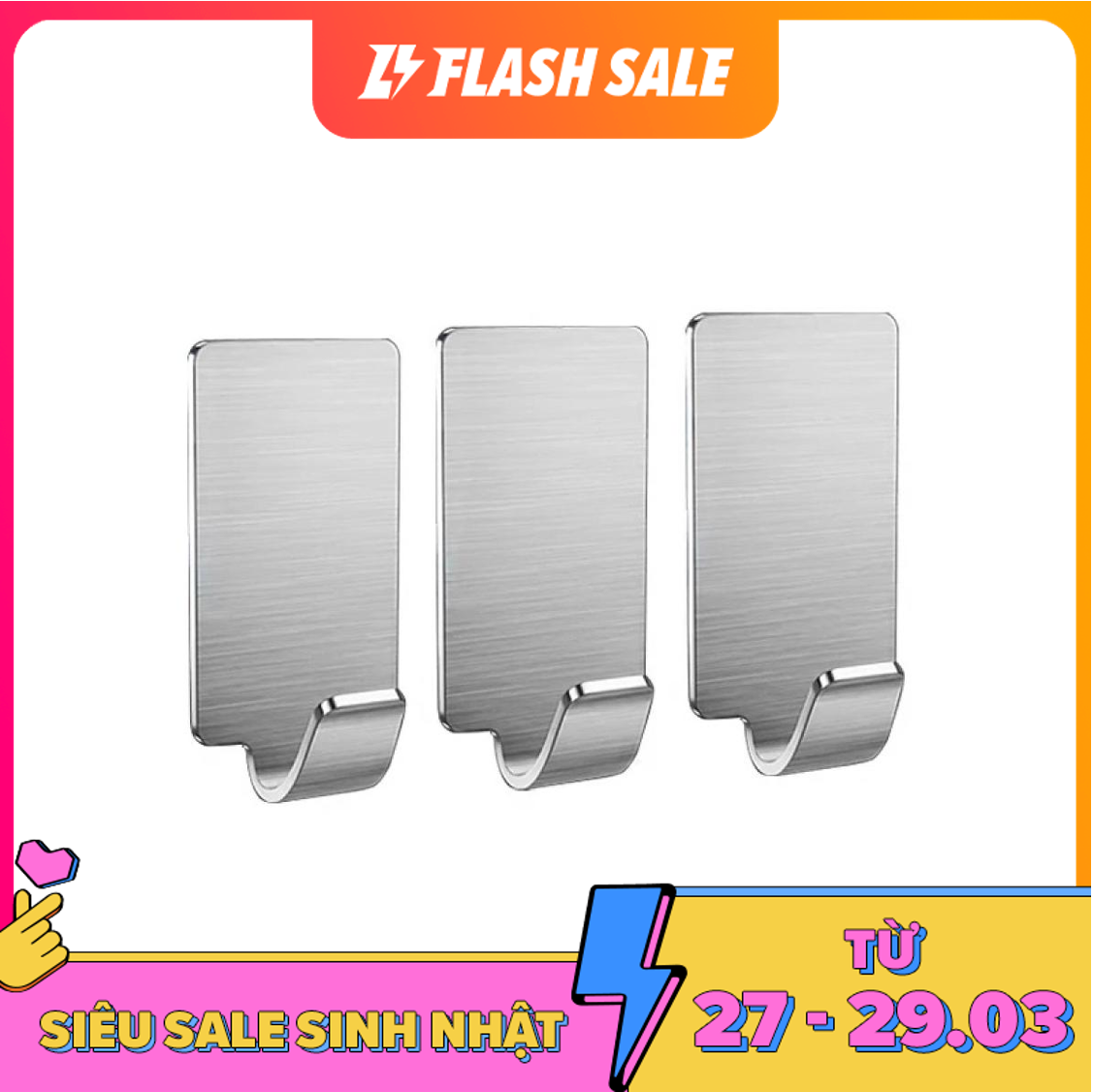 Bộ 3 Móc Inox 304 dán tường treo khăn nhà tắm treo quần áo gia đình tiện lợi - IUIU08