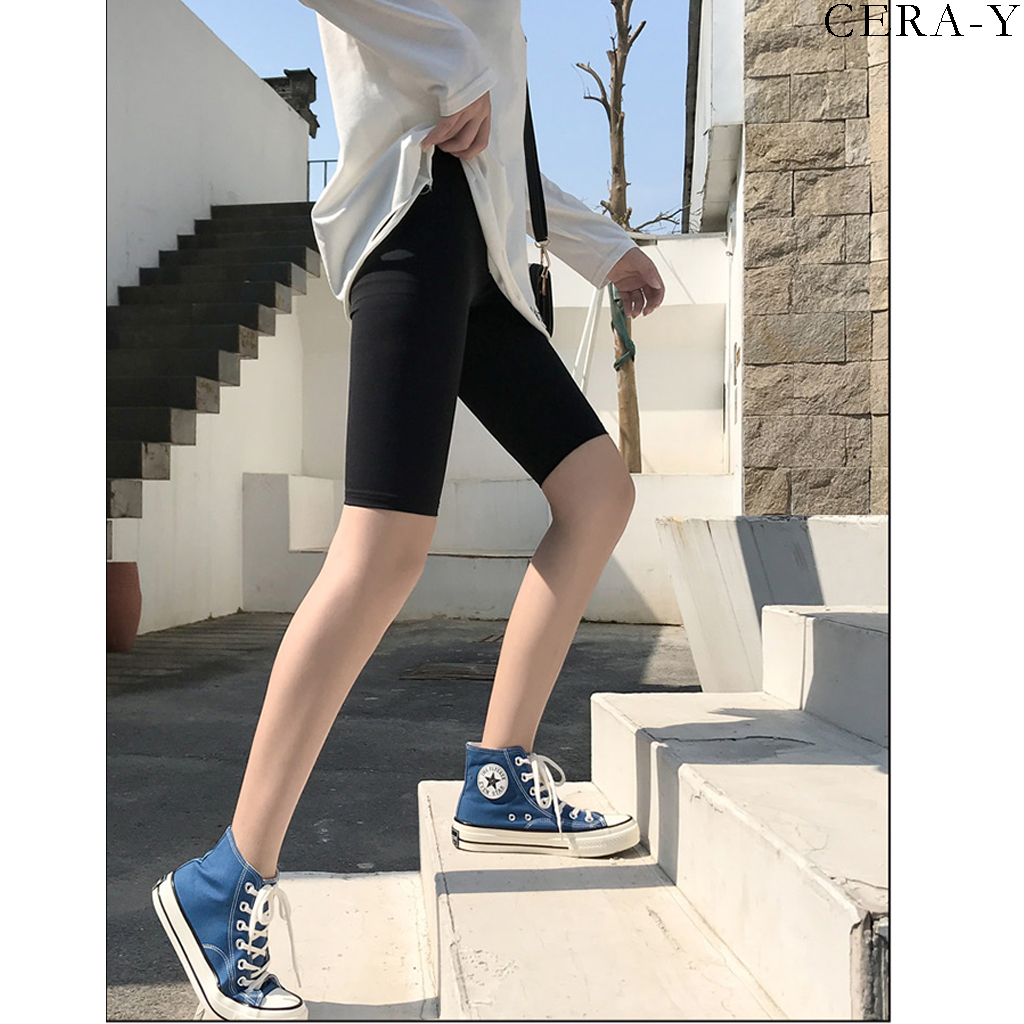 Quần thun legging CERA-Y lửng ngố ôm body màu đen CRQ013