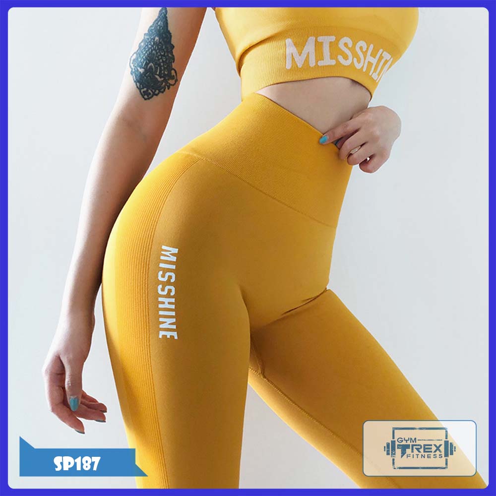 Quần gym nữ cạp cao MIAMI thun siêu mịn dáng lửng SP186, Quần legging nữ yoga nâng mông gen bụng Gym Trex