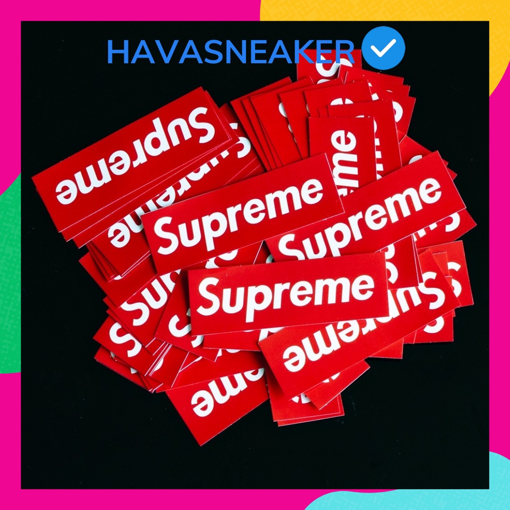Sticker dán chủ đề Supreme hình dán cute trang trí vali, mũ bảo hiểm, guitar, ukelele, laptop, macbook, điện thoại-1 Superme Đỏ