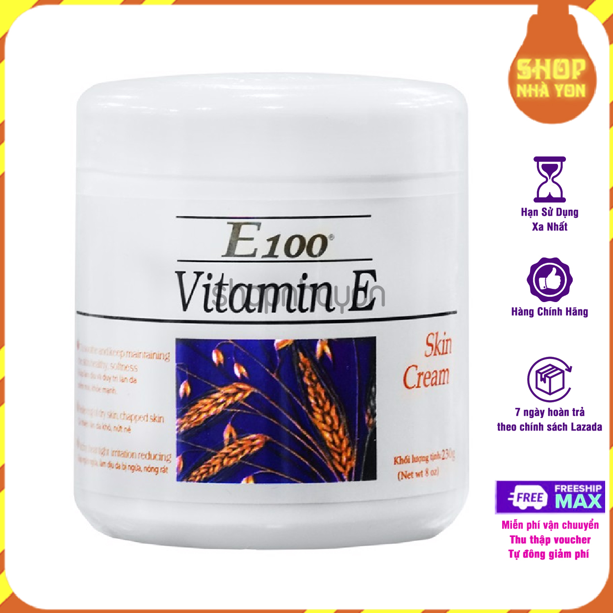 Kem dưỡng thể bông lúa vitamin e e100 230gr
