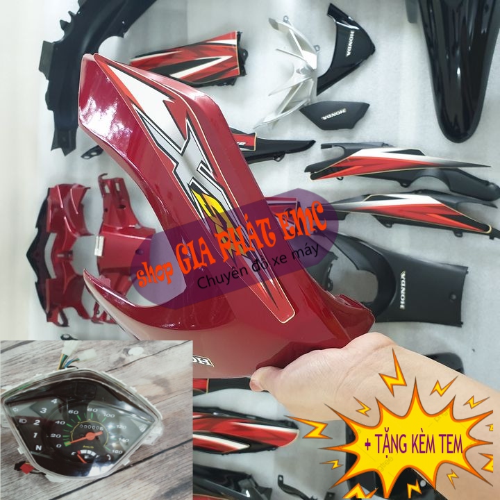 Bộ vỏ nhựa xe máy wave rsx 110 màu đỏ đen - áo nhựa xe máy rsx 110 đỏ đen đời 2010 - 2011