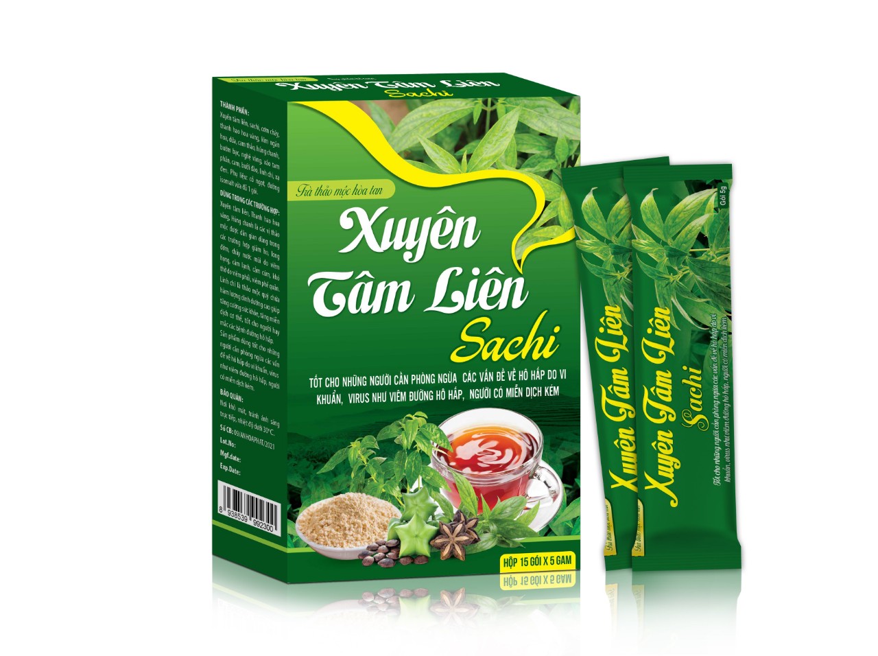 [Combo 2 Hôp] Trà Hòa Tan Xuyên Tâm Liên sachi - Giúp Kháng vi khuẩn, virus, Chống viêm, thanh nhiệt, tiêu độc, tiêu viêm, giảm sưng