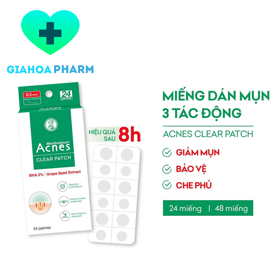 [HCM] [CHÍNH HÃNG] Miếng dán mụn Acnes BHA 2% che, ngăn, giảm mụn, ngừa thâm, sẹo, băng dính mỏng chắc, trong suốt, chống nước