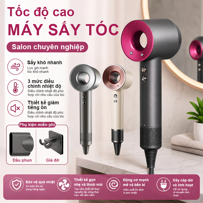 2-Way Hot and Cold Negative Ion Hair Dryer with High Capacity and 3 Drying Modes for Hair Care to Prevent Breakage