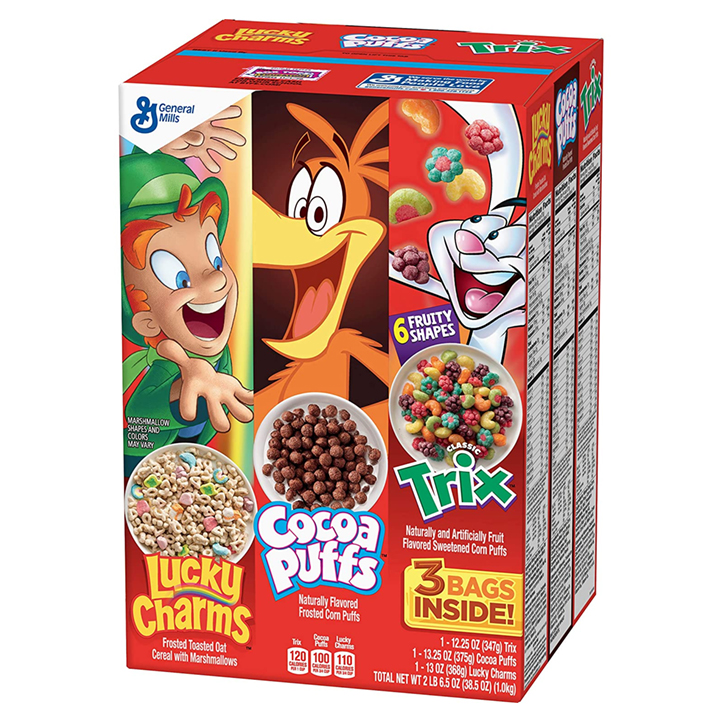 Ngũ Cốc General Mill Mix 3 loại Lucky Charms Cocoa Puffs And Trix hộp 1kg
