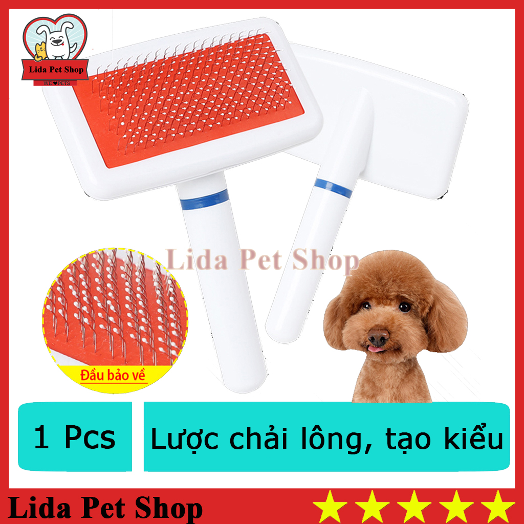 Hn- sp510 - lược nhựa tròn cán trắng chải xù lược chải lông chó mèo tay tròn-hp11004tc