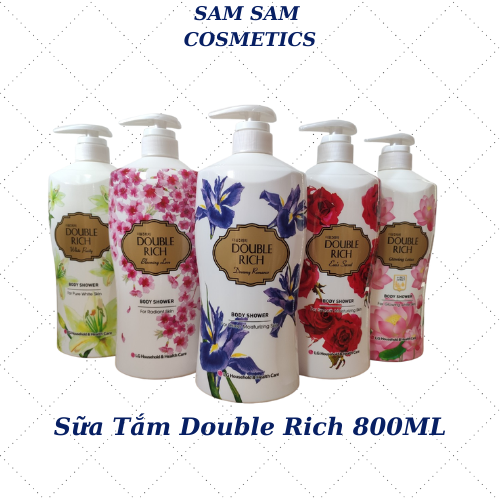 Sữa Tắm Double Rich( 800ML ) thương hiệu Hàn Quốc-5 mùi hương đặc trưng dịu nhẹ thơm lâu-HOA HỒNG-HOA ANH ĐÀO-HOA IRIS-HOA SEN-HOA LILY