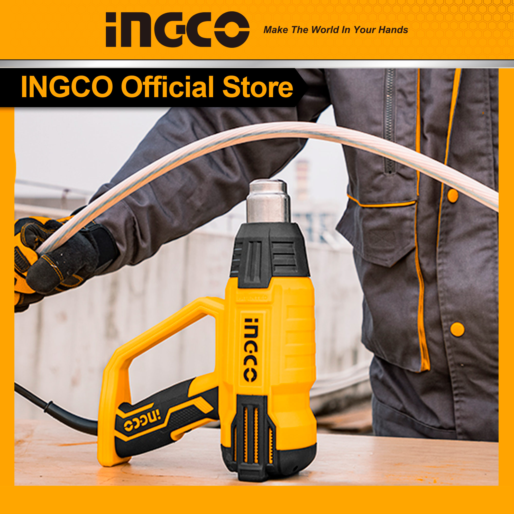 Máy thổi hơi nóng | máy khò nhiệt INGCO 2000W với 1 ống gạt và 4 đầu phun HG200028