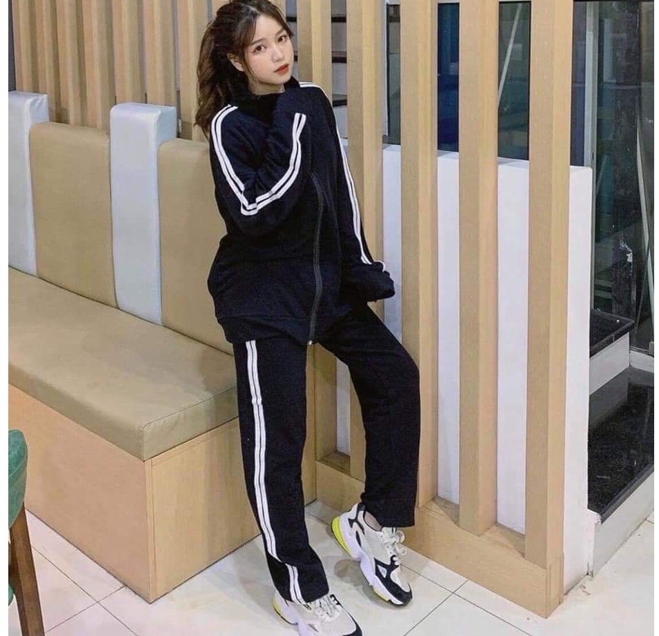 Văn đức Fashion -(mẫu mới) Sét Bộ Nỉ Kẻ Sọc Viền Thể Thao Unisex , Set Đồ Dài Tay Dáng Rộng Nam Nữ .