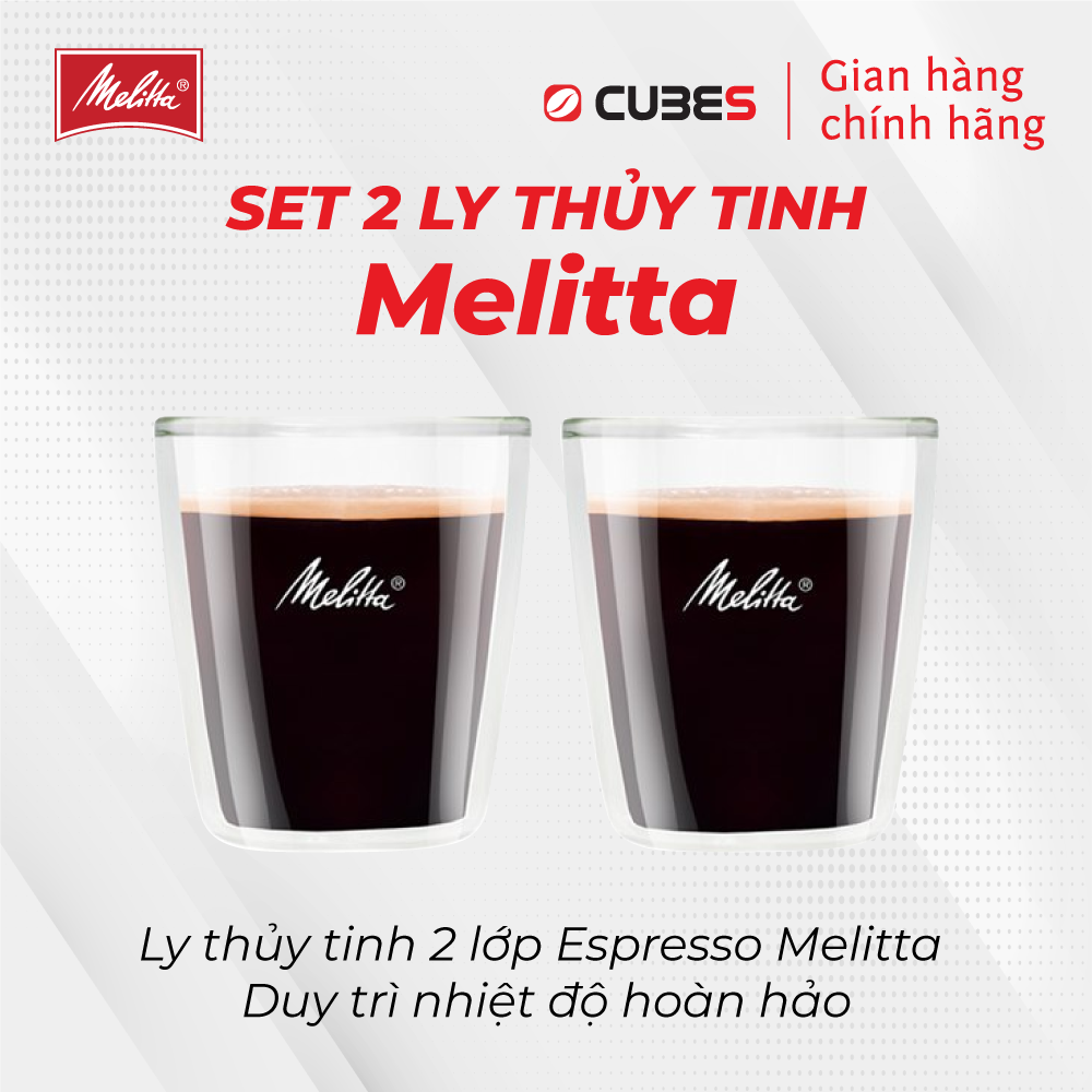Set 2 ly thủy tinh Espresso 2 lớp 80ml - Nhập khẩu chính hãng 100% từ thương hiệu Melitta, Đức