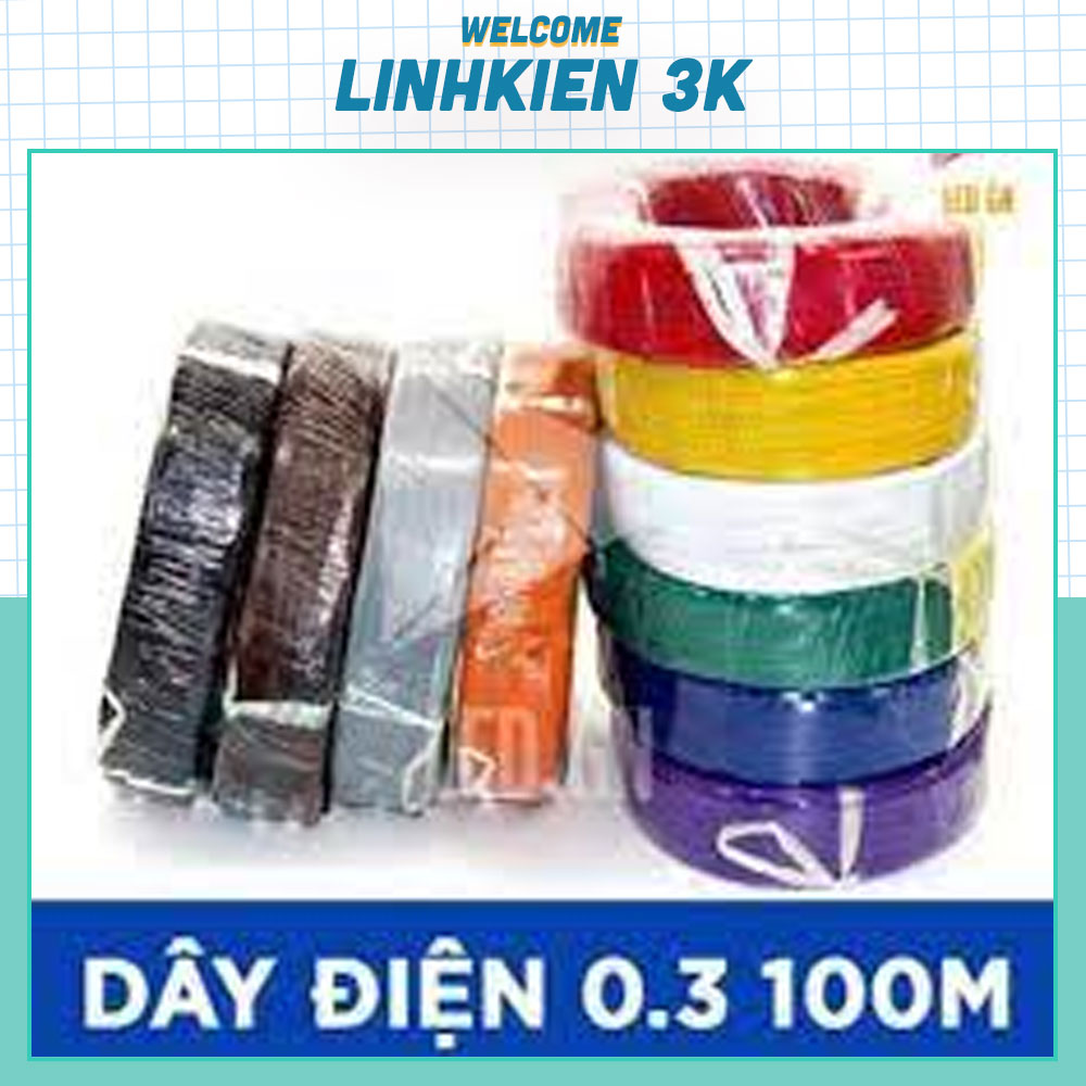 Dây điện đơn 0.3 20m lõi đồng các màu, dây điện 0.3mm