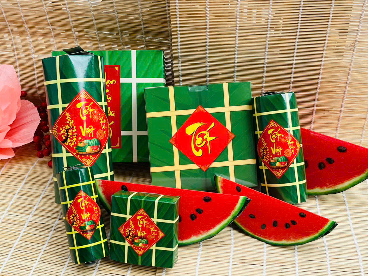 BÁNH CHƯNG, BÁNH TÉT & DƯA HẤU GIẤY GẤP XỊN XÒ trang trí Tết ** 🌟