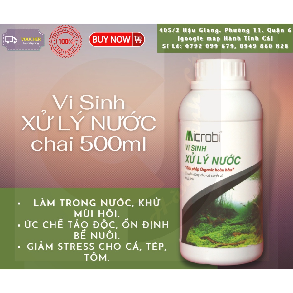 500ml vi sinh xử lý nước e.m dành cho hồ thủy sinh cá tép tôm