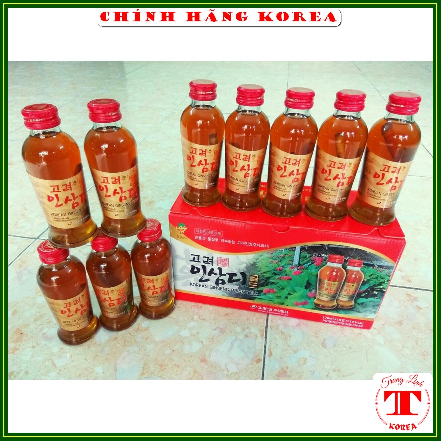 Nước sâm có củ Korinsam, hộp 10 chai - Nước hồng sâm hàn quốc - Tăng thể lực, giảm stress, phòng ung thư - tranglinhkorea