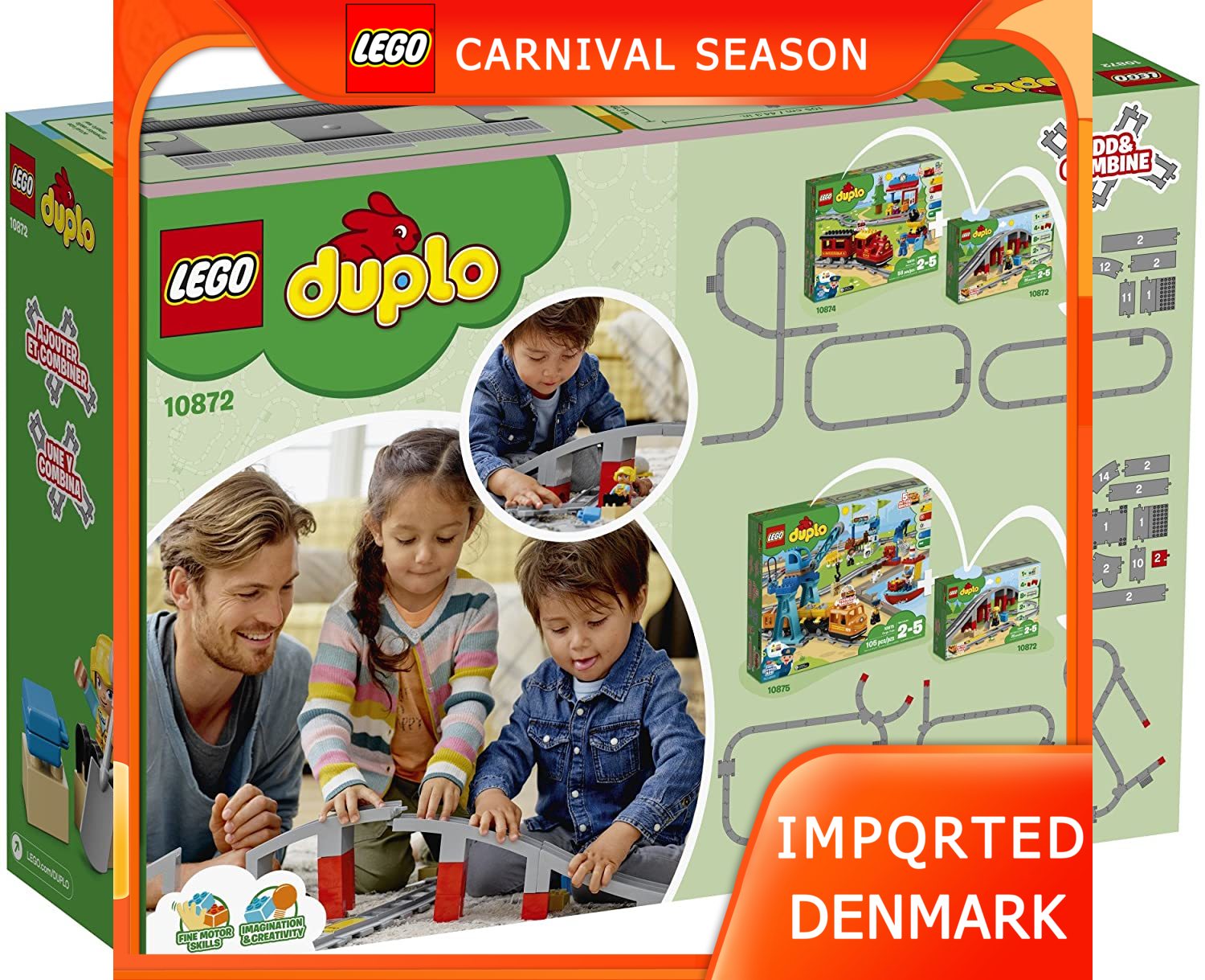 The new cầu và đường ray xe lửa lego duplo 10872 viên gạch