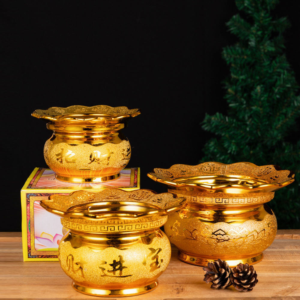 Lư hương hứng tàn kim sa vàng gốm sứ lư nhang đón tàn