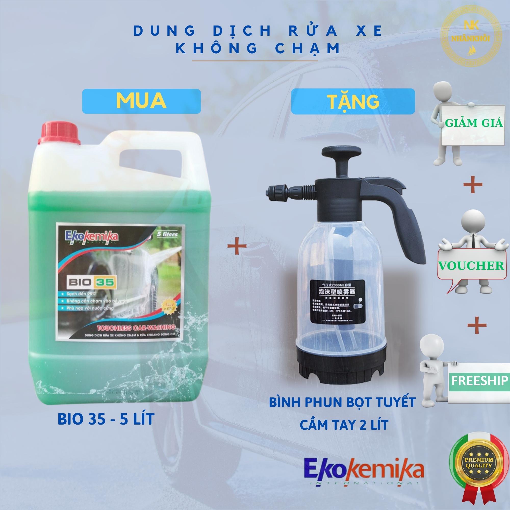 Bio 35 - 5 lít tặng kèm bình phun bọt tuyết 2 lít - Dung dịch rửa xe không chạm - Nước rửa xe bọt tuyết - Ekokemika