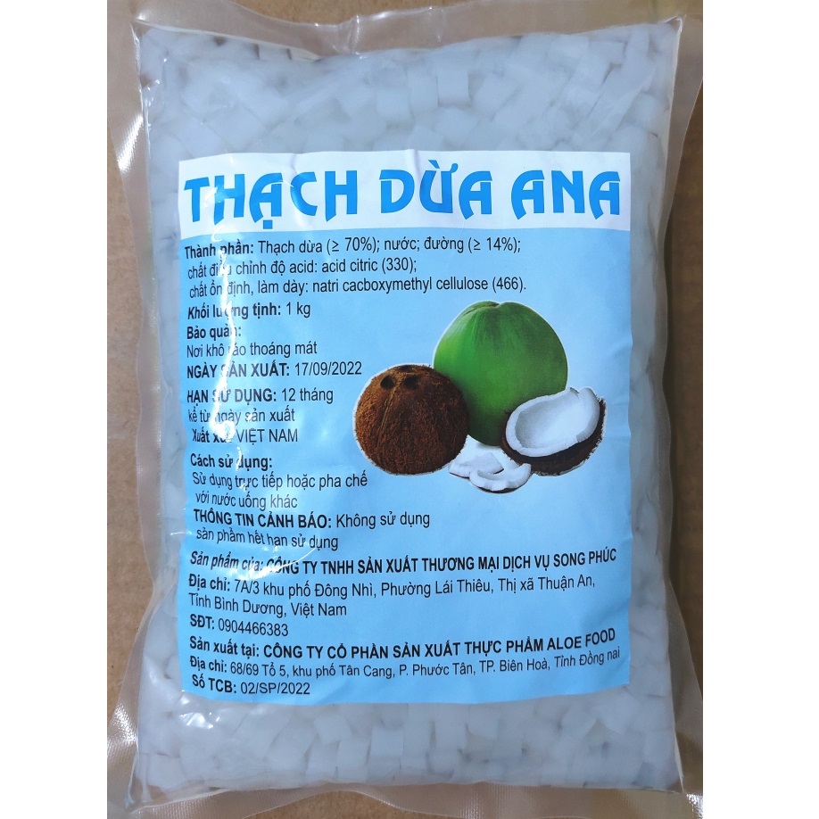 Thạch dừa hạt nhỏ ana - bịch 1kg