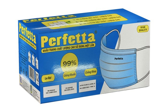 Khẩu Trang Y Tế 3 Lớp Perfetta Moderate Xanh/ Trắng cao cấp
