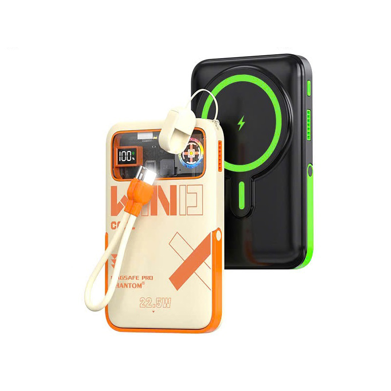  Sạc dự phòng không dây PHANTOM P50 10000mAh Magsafe 15W TypeC   LN PD 22.5W Tích hợp 2 cáp Có giá đỡ Tản nhiệt - Phụ Kiện Sỉ 1986 