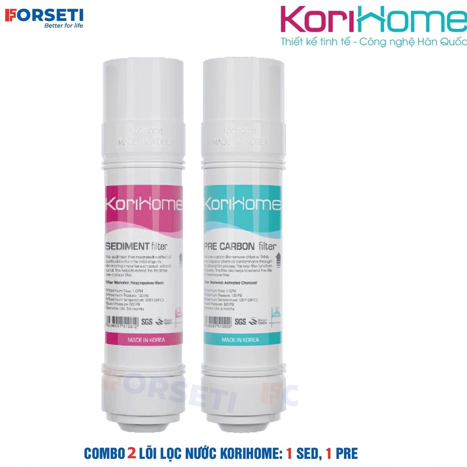 Combo 1 sediment 1 Pre carbon máy lọc nước Korihome